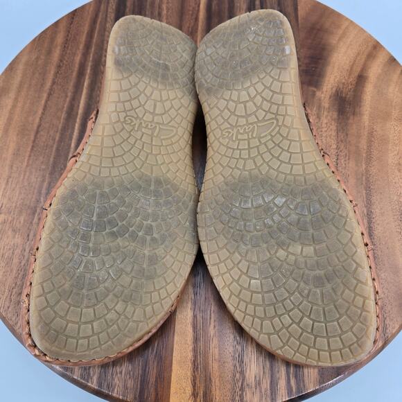 Clarks Shoes - Clarks Shoes Women's 7 M Light Brown Leather Slip On Casual Comfort Mules Clogs